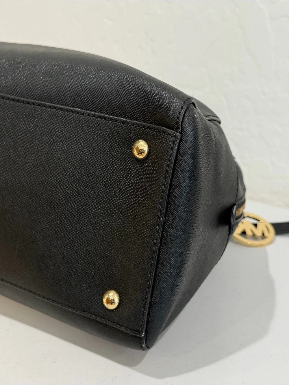 Michael Kors Black Saffiano Leather Dome Satchel